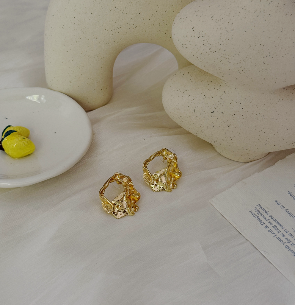 Lava Form Hoop Earrings- Stainless Steel 18K Gold Plated